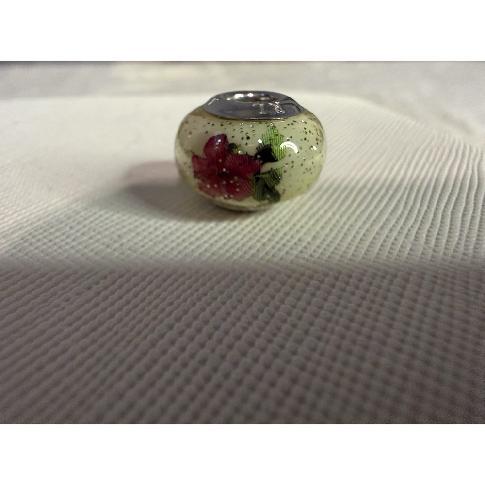 925 Marked RL Italy Murano Multicolor Flower Glass Bead Charm